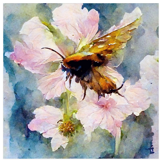 Watercolor Bee Landing on Flower Poster 12x12 inch 500044 - Home & Garden > Decor > Artwork > Posters, Prints, & Visual Artwork Poster Prints Watercolor Bee Landing on Flower
