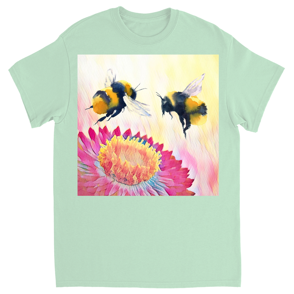 Cheerful Bees Unisex Adult T-Shirt Mint Shirts & Tops apparel
