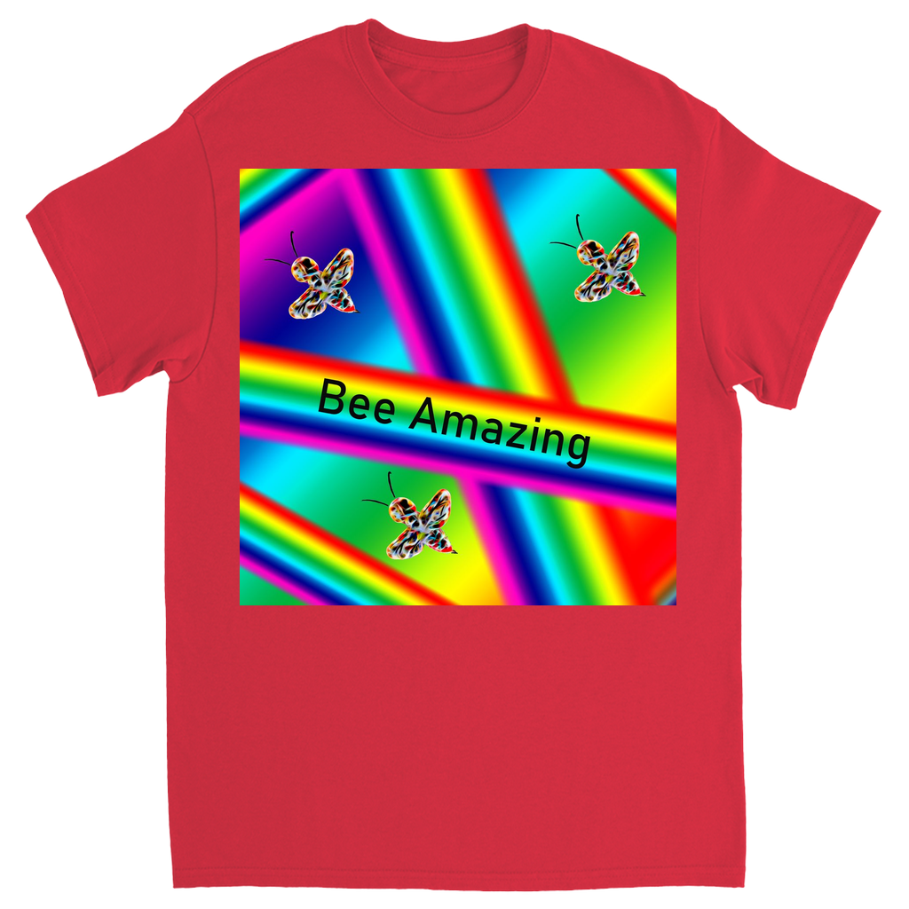 Bee Amazing Rainbow Unisex Adult T-Shirt Red Shirts & Tops apparel