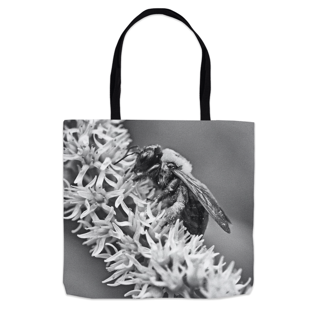 B&W Bee Tote Bag 16x16 inch Shopping Totes bee tote bag gift for bee lover gifts original art tote bag totes zero waste bag