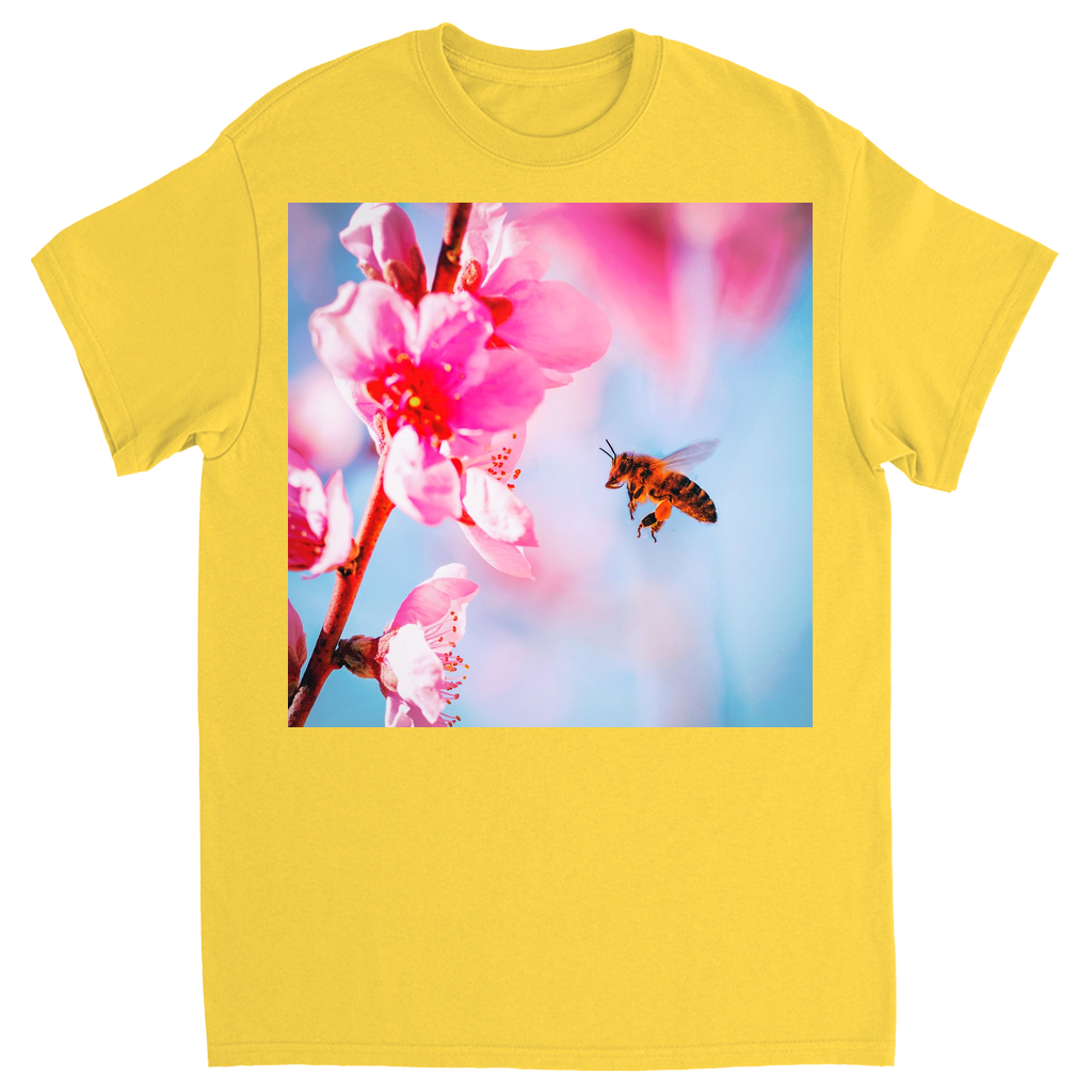 Bee with Hot Pink Flower Unisex Adult T-Shirt Daisy Shirts & Tops apparel art