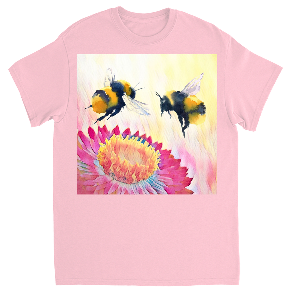 Cheerful Bees Unisex Adult T-Shirt Light Pink Shirts & Tops apparel