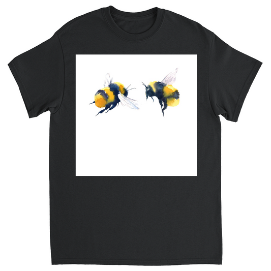 Friendly Flying Bees Unisex Adult T-Shirt Black Shirts & Tops