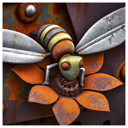 Rusted Bee 14 Poster 12x12 inch 500044 - Home & Garden > Decor > Artwork > Posters, Prints, & Visual Artwork Poster Prints Rusted Metal Bee 14