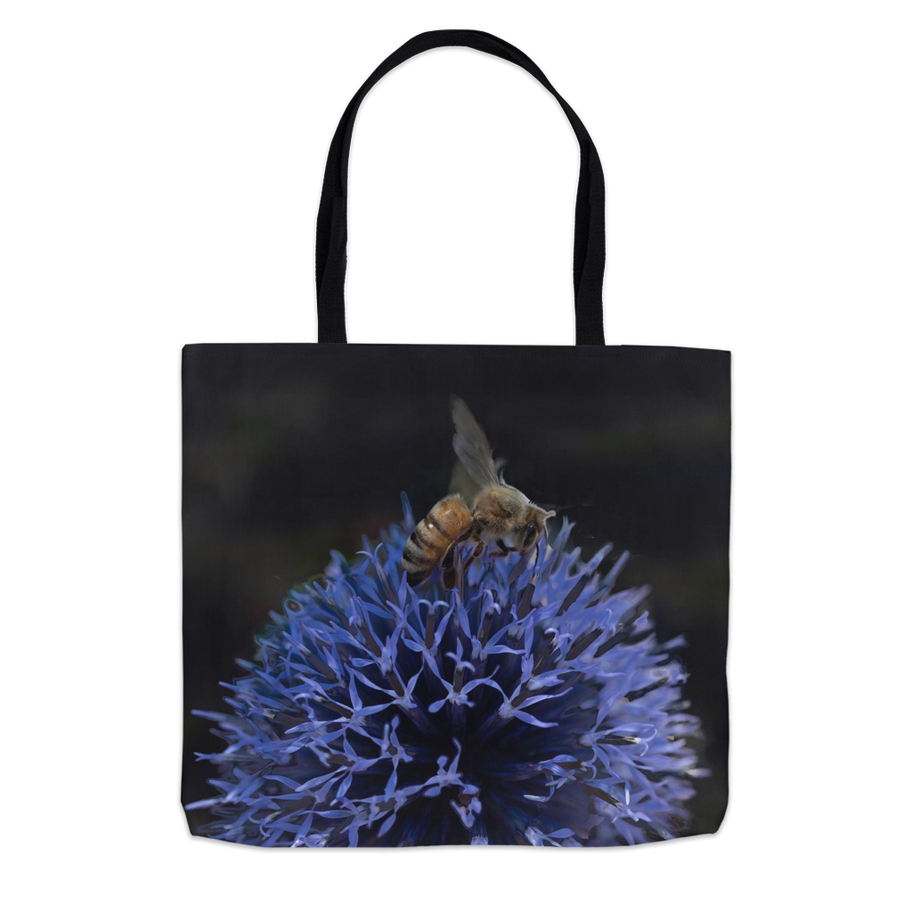Bee on a Purple Ball Flower Tote Bag 13x13 inch Shopping Totes bee tote bag gift for bee lover gifts original art tote bag zero waste bag
