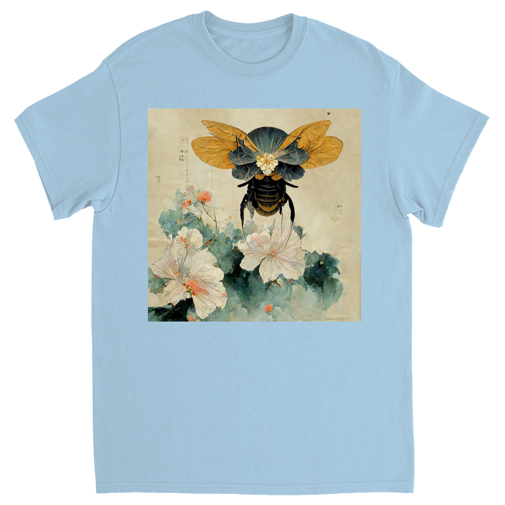 Vintage Japanese Paper Flying Bee Unisex Adult T-Shirt Light Blue Shirts & Tops apparel Vintage Japanese Paper Flying Bee