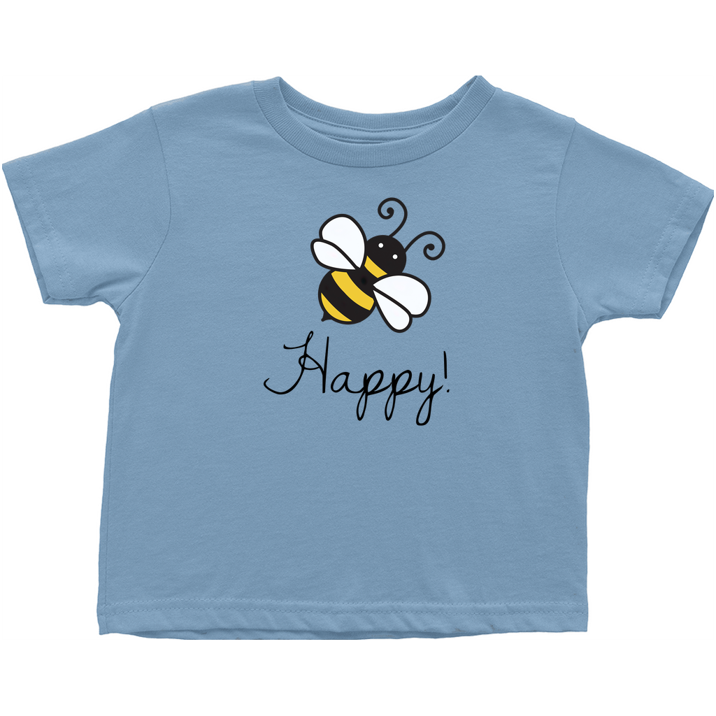 Bee Happy Toddler T-Shirt Light Blue Baby & Toddler Tops apparel