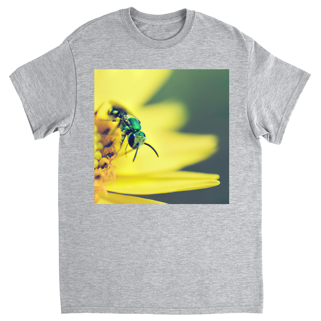 Green Bee Yellow Flower Unisex Adult T-Shirt Sport Grey Shirts & Tops apparel Green Bee Yellow Flower