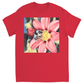 Painted Red Flower Bee Unisex Adult T-Shirt Red Shirts & Tops apparel