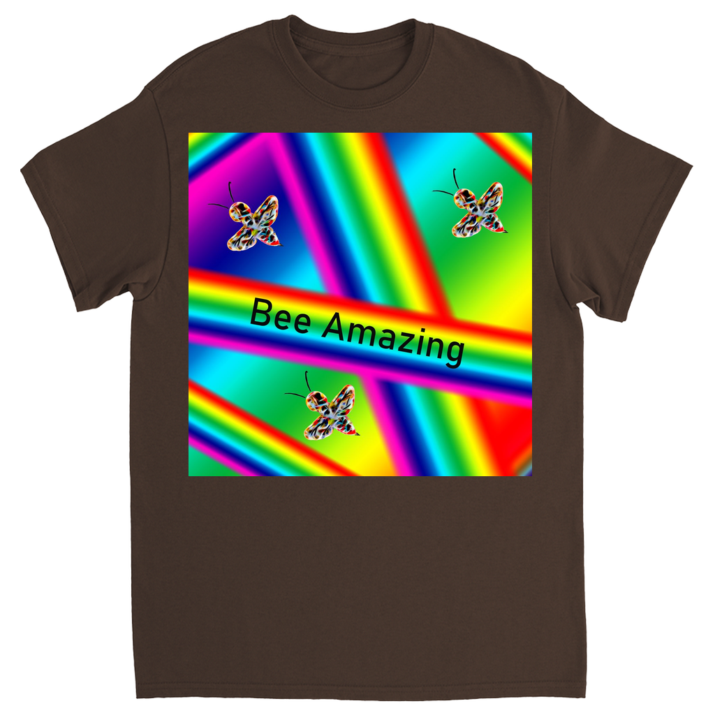 Bee Amazing Rainbow Unisex Adult T-Shirt Dark Chocolate Shirts & Tops apparel