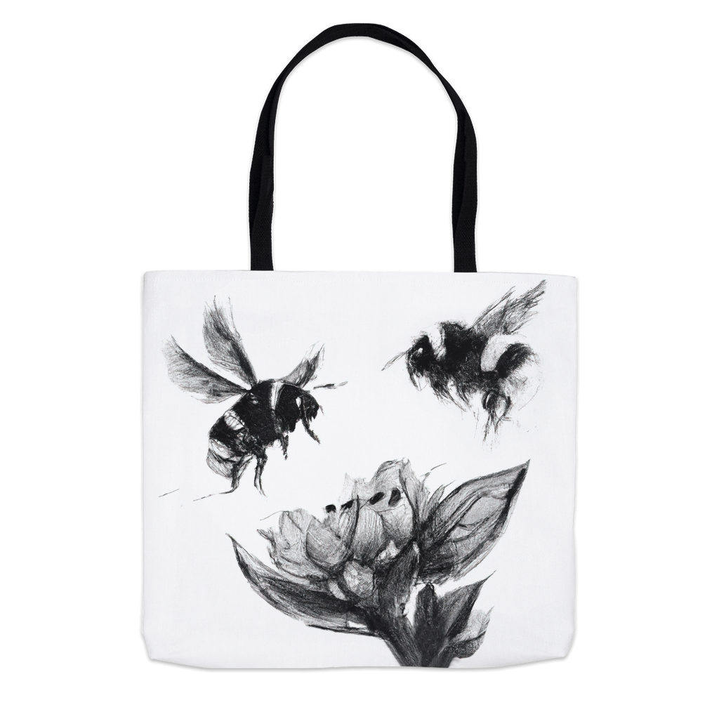 Ink Wash Bumble Bees Tote Bag 13x13 inch Shopping Totes bee tote bag gift for bee lover Ink Wash Bumble Bees original art tote bag totes zero waste bag