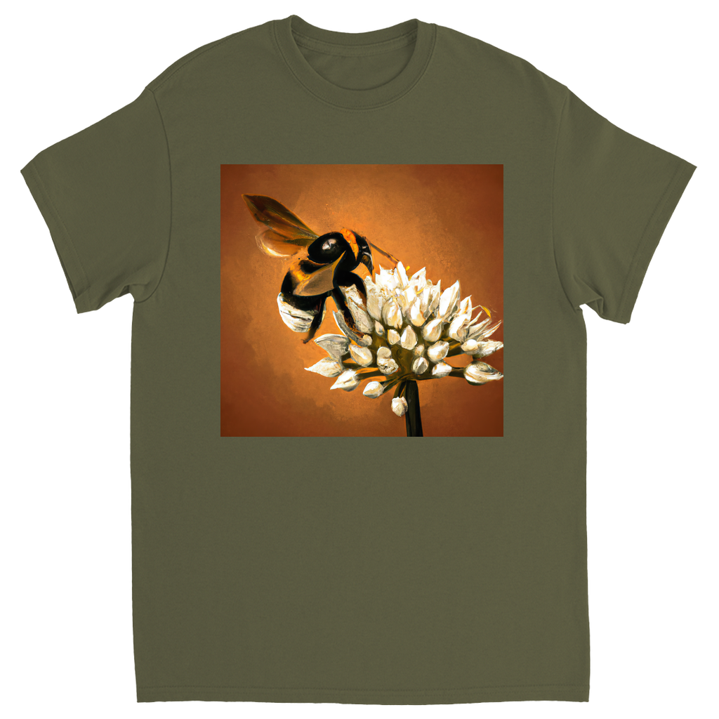 White Flower Welcoming Unisex Adult T-Shirt Military Green Shirts & Tops apparel White Flower Welcoming