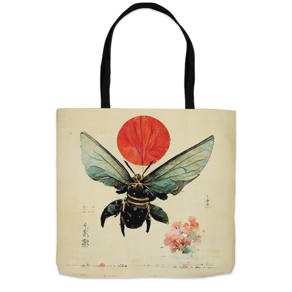 Vintage Japanese Bee with Sun Tote Bag Shopping Totes bee tote bag gift for bee lover gifts original art tote bag totes Vintage Japanese Bee with Sun zero waste bag