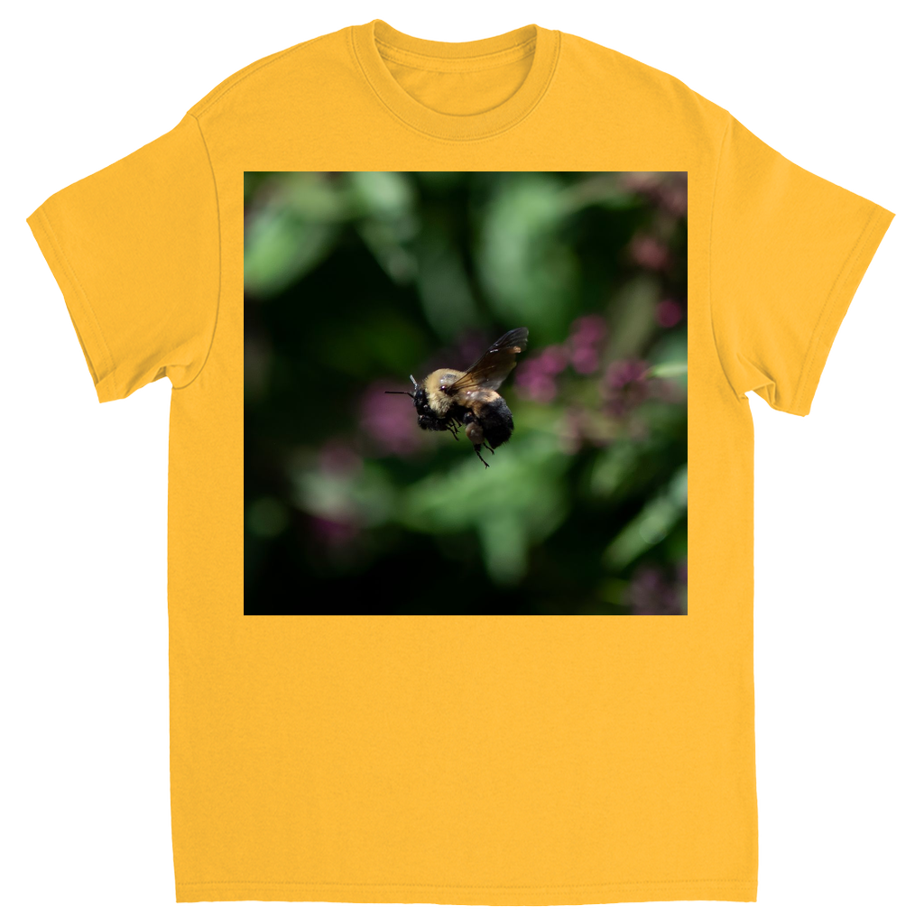 Hovering Bee Unisex Adult T-Shirt Gold Shirts & Tops apparel