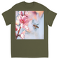 Water Color Bee with Flower Unisex Adult T-Shirt Military Green Shirts & Tops apparel