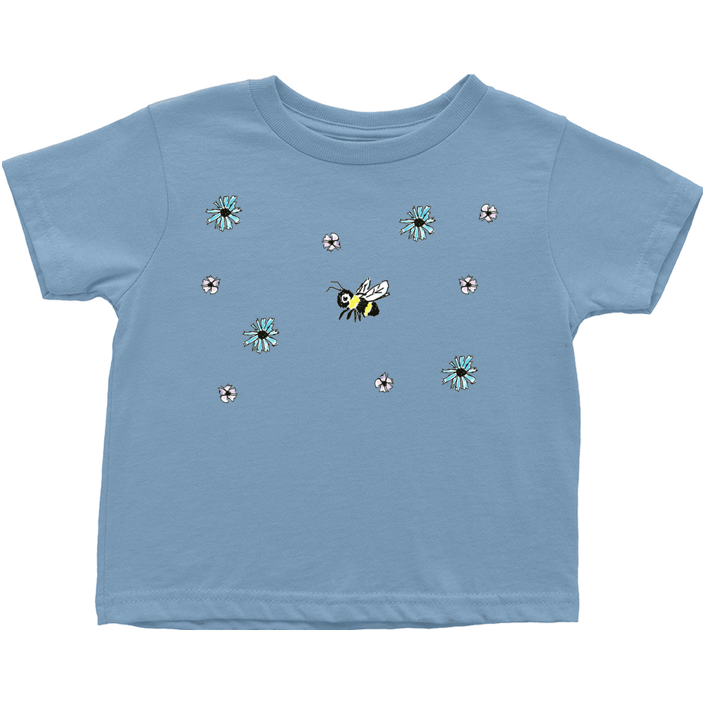 Scratch Drawn Bee Toddler T-Shirt Light Blue Baby & Toddler Tops apparel Scratch Drawn Bee