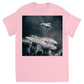 B&W Bee Hovering Over Flower Light Pink Shirts & Tops apparel