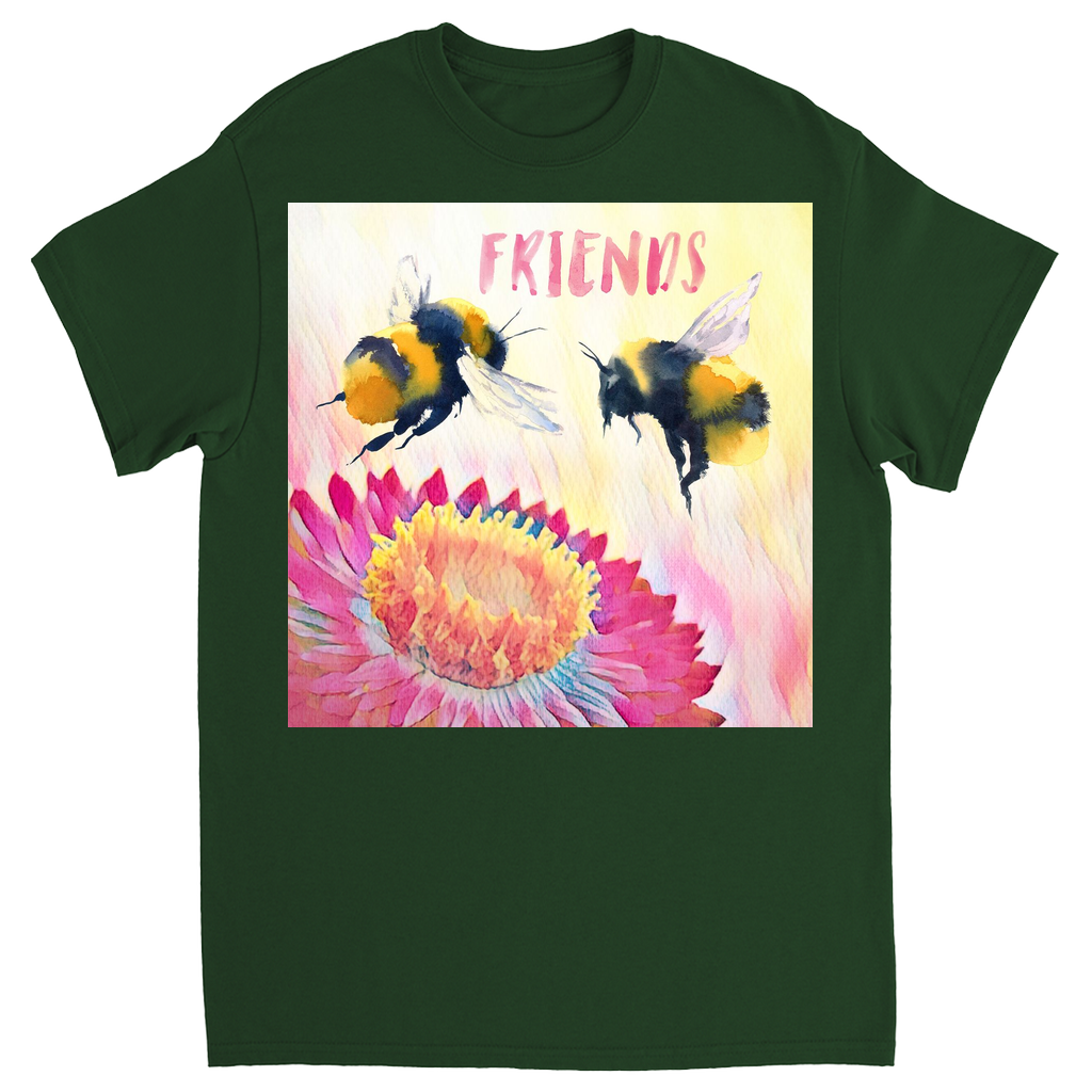 Cheerful Friends Unisex Adult T-Shirt Forest Green Shirts & Tops apparel