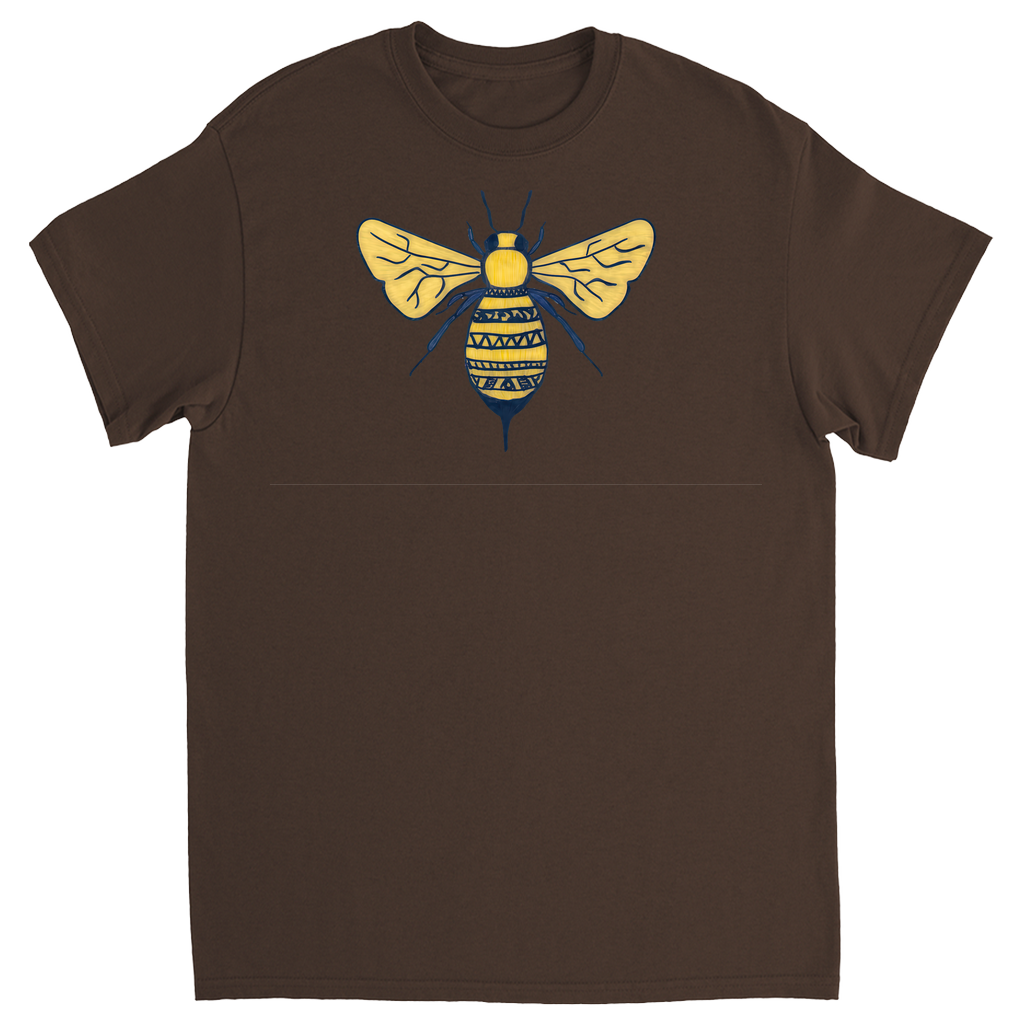 Deep Yellow Doodle Bee Unisex Adult T-Shirt Dark Chocolate Shirts & Tops apparel