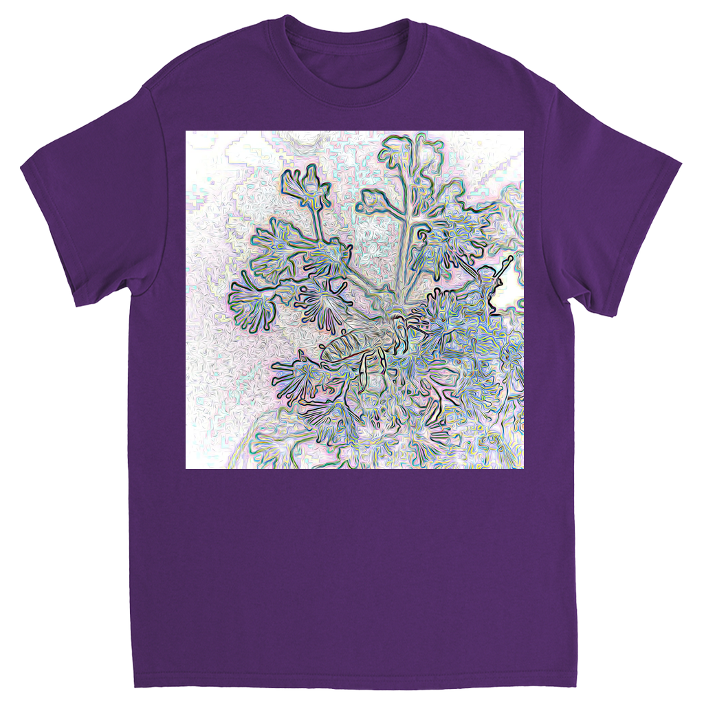 Fairy Tale Bee in Purple Unisex Adult T-Shirt Purple Shirts & Tops apparel