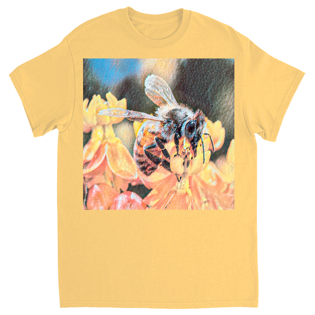 Watercolor Bee Sipping Unisex Adult T-Shirt Yellow Haze Shirts & Tops apparel