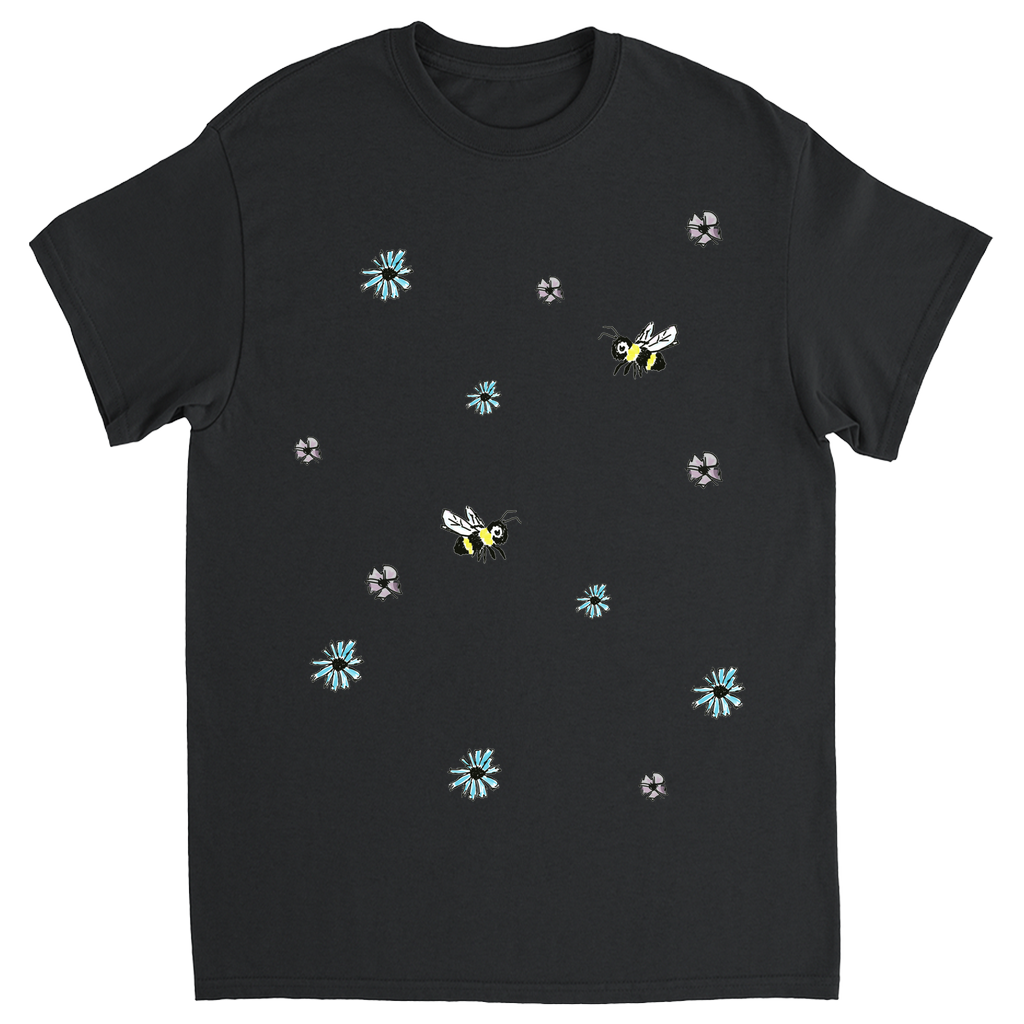 Scratch Drawn Bee Unisex Adult T-Shirt Black Shirts & Tops apparel Scratch Drawn Bee