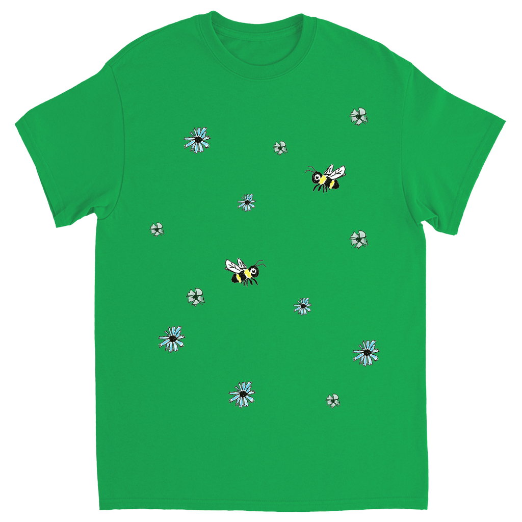 Scratch Drawn Bee Unisex Adult T-Shirt Irish Green Shirts & Tops apparel Scratch Drawn Bee
