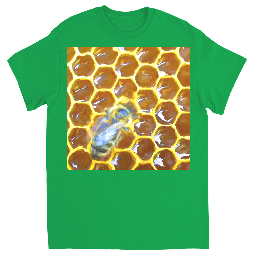 Bee on Honeycomb Unisex Adult T-Shirt Irish Green Shirts & Tops apparel