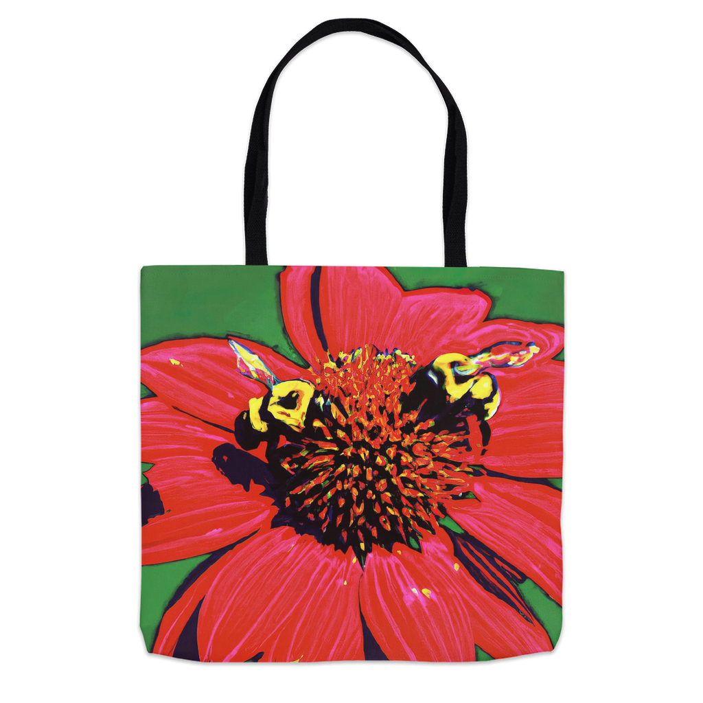 Red Sun Bees Tote Bag 16x16 inch Shopping Totes bee tote bag gift for bee lover original art tote bag Red Sun Bees totes zero waste bag