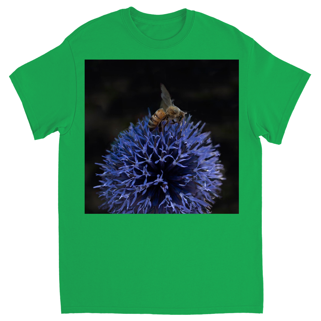 Bee on a Purple Ball Flower Unisex Adult T-Shirt Irish Green Shirts & Tops apparel