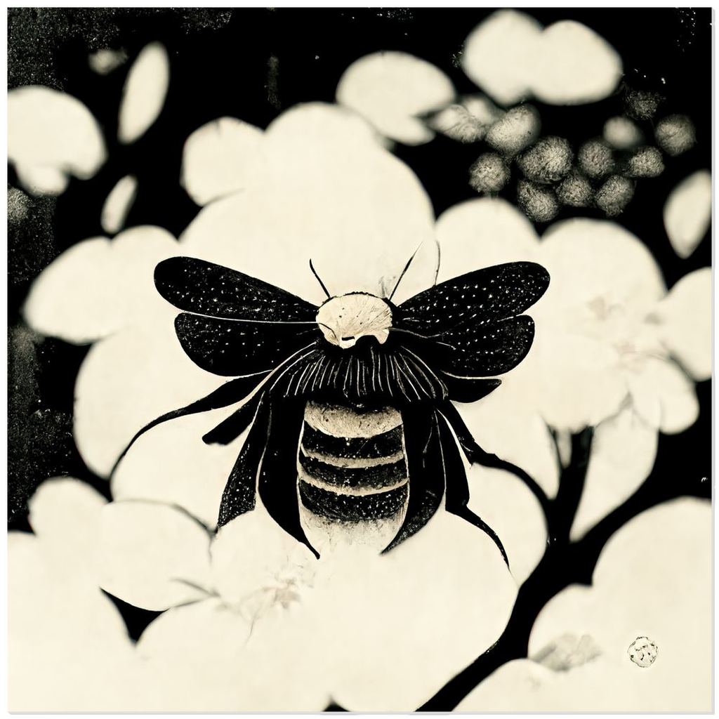Vintage Japanese Woodcut Bee - Acrylic Print 12x12 inch Acrylic Prints Vintage Japanese Woodcut Bee