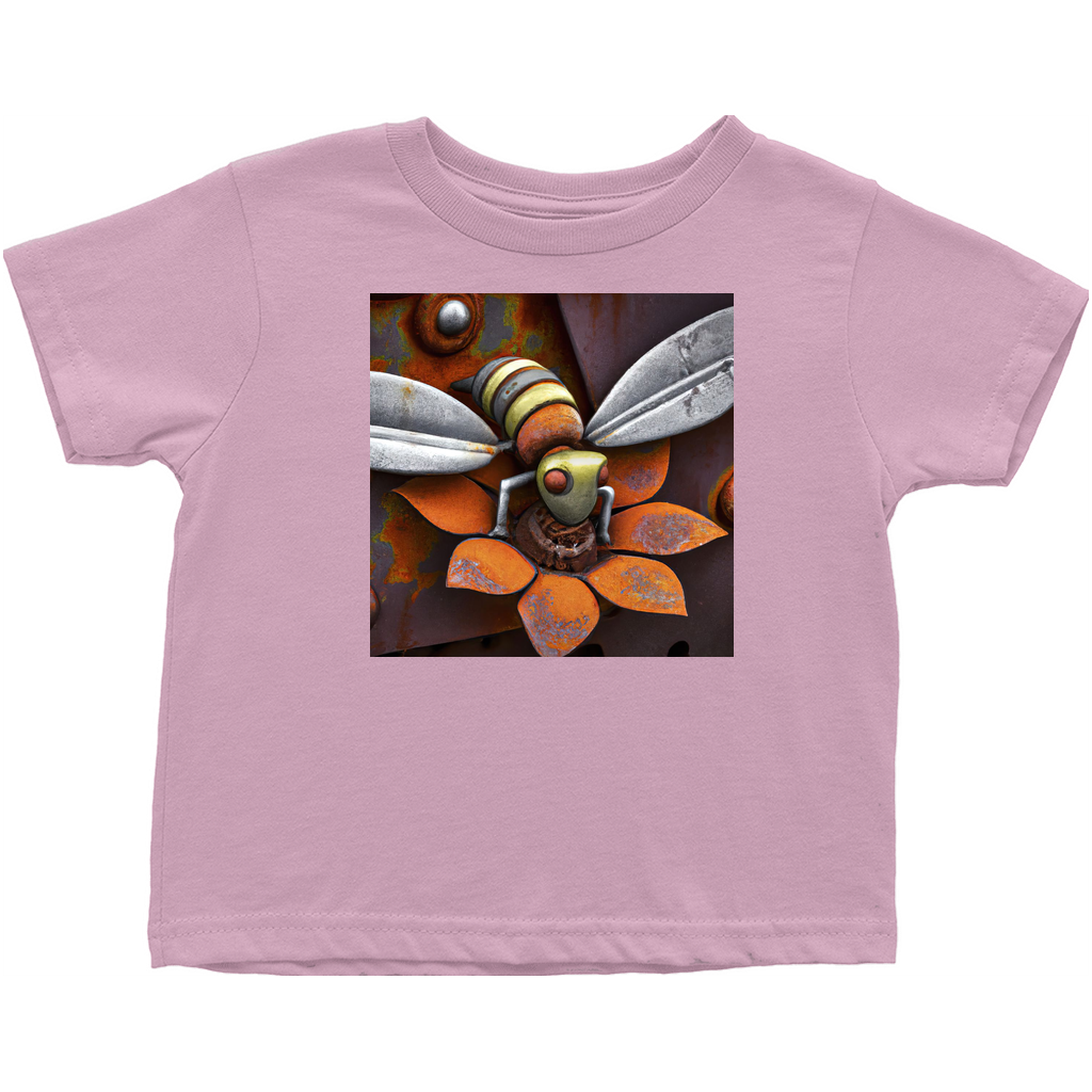 Rusted Bee 14 Toddler T-Shirt Pink Baby & Toddler Tops apparel Rusted Metal Bee 14