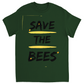 Save the Bees Outlined Unisex Adult T-Shirt Forest Green Shirts & Tops