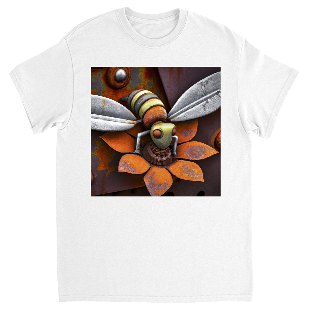 Rusted Bee 14 Unisex Adult T-Shirt White Shirts & Tops apparel Rusted Metal Bee 14