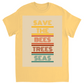 Vintage 70s Tan Save the Bees Trees Seas Unisex Adult T-Shirt Yellow Haze Shirts & Tops