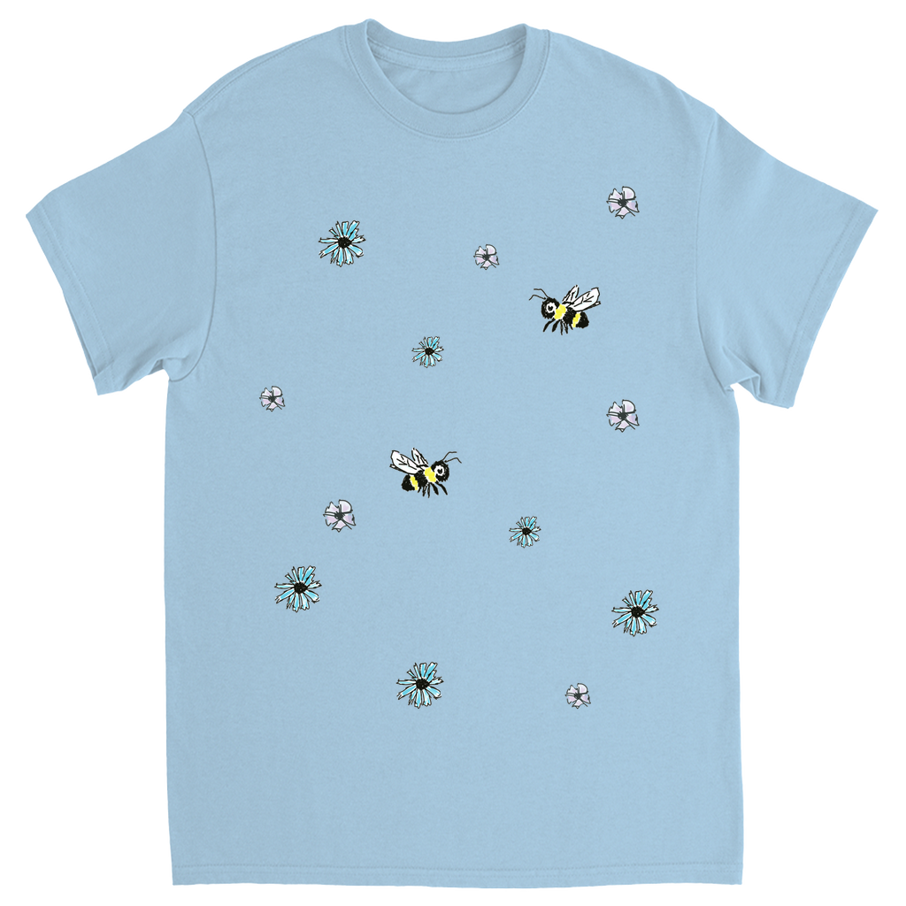Scratch Drawn Bee Unisex Adult T-Shirt Light Blue Shirts & Tops apparel Scratch Drawn Bee