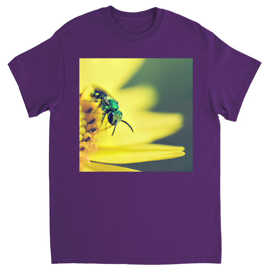 Green Bee Yellow Flower Unisex Adult T-Shirt Shirts & Tops apparel Green Bee Yellow Flower