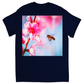 Bee with Hot Pink Flower Unisex Adult T-Shirt Navy Blue Shirts & Tops apparel art