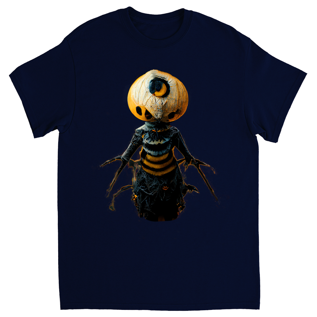 Scary Bee Man Halloween Unisex Adult T-Shirt Navy Blue Shirts & Tops halloween