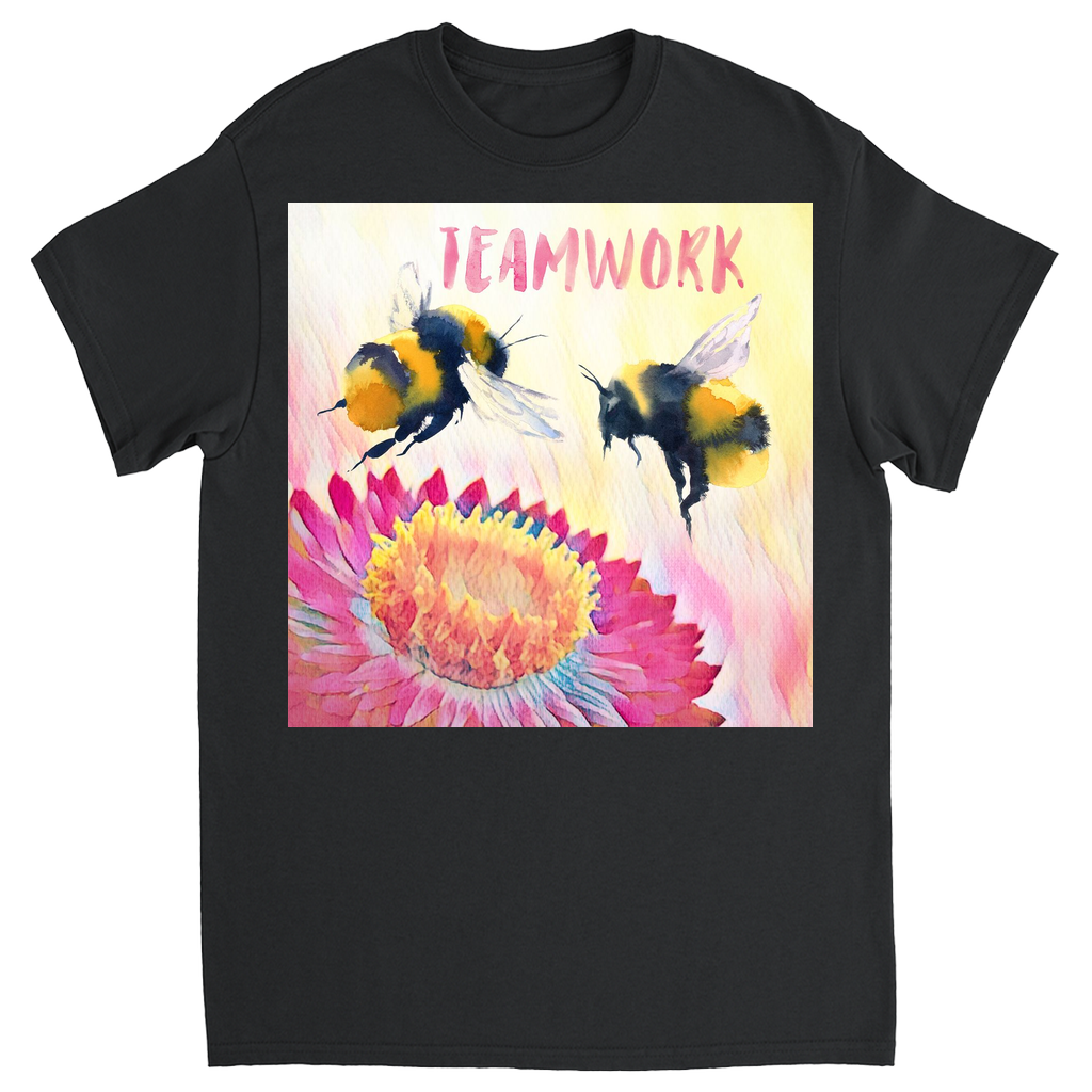 Cheerful Teamwork Unisex Adult T-Shirt Black Shirts & Tops apparel
