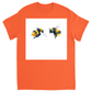 Friendly Flying Bees Unisex Adult T-Shirt Orange Shirts & Tops