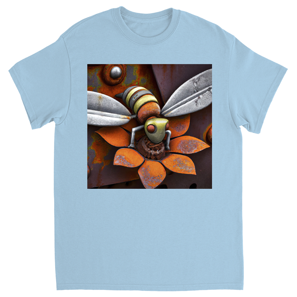Rusted Bee 14 Unisex Adult T-Shirt Light Blue Shirts & Tops apparel Rusted Metal Bee 14