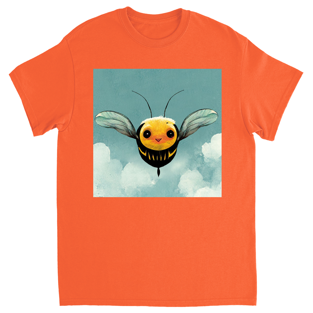 Happy Blue Cartoon Bee Unisex Adult T-Shirt Orange Shirts & Tops apparel Happy Blue Cartoon Bee