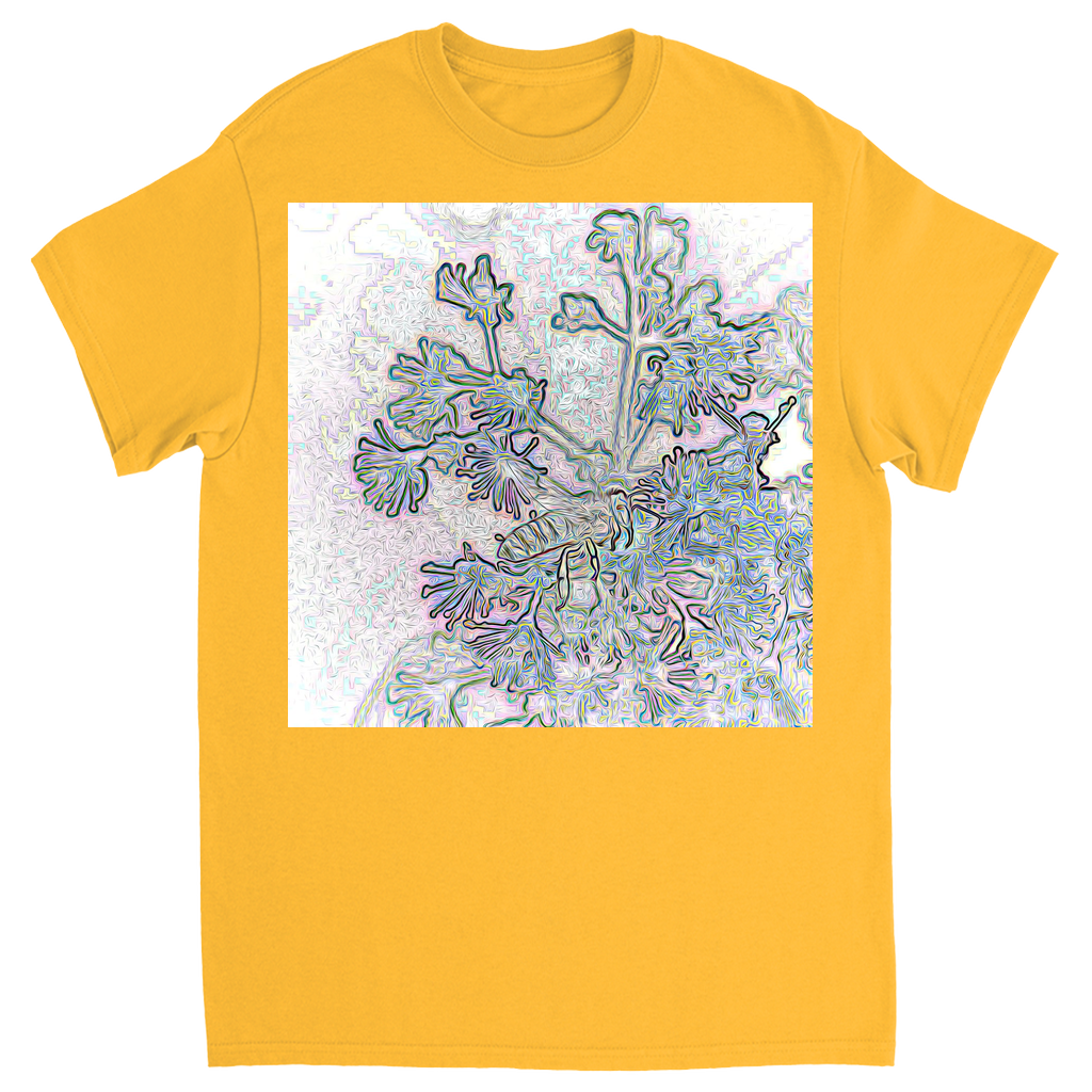 Fairy Tale Bee in Purple Unisex Adult T-Shirt Gold Shirts & Tops apparel
