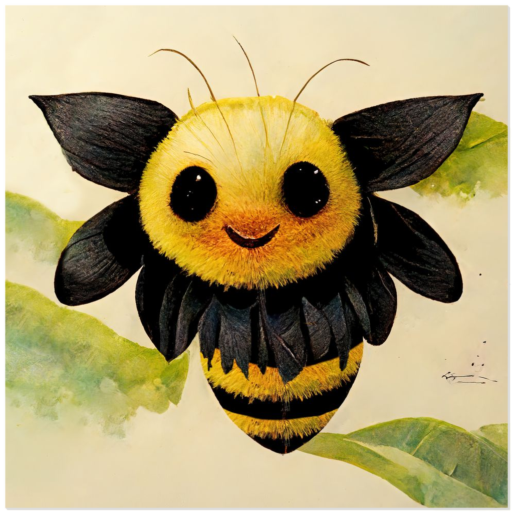 Smiling Paper Bee - Acrylic Print 12x12 inch Acrylic Prints Smiling Paper Bee