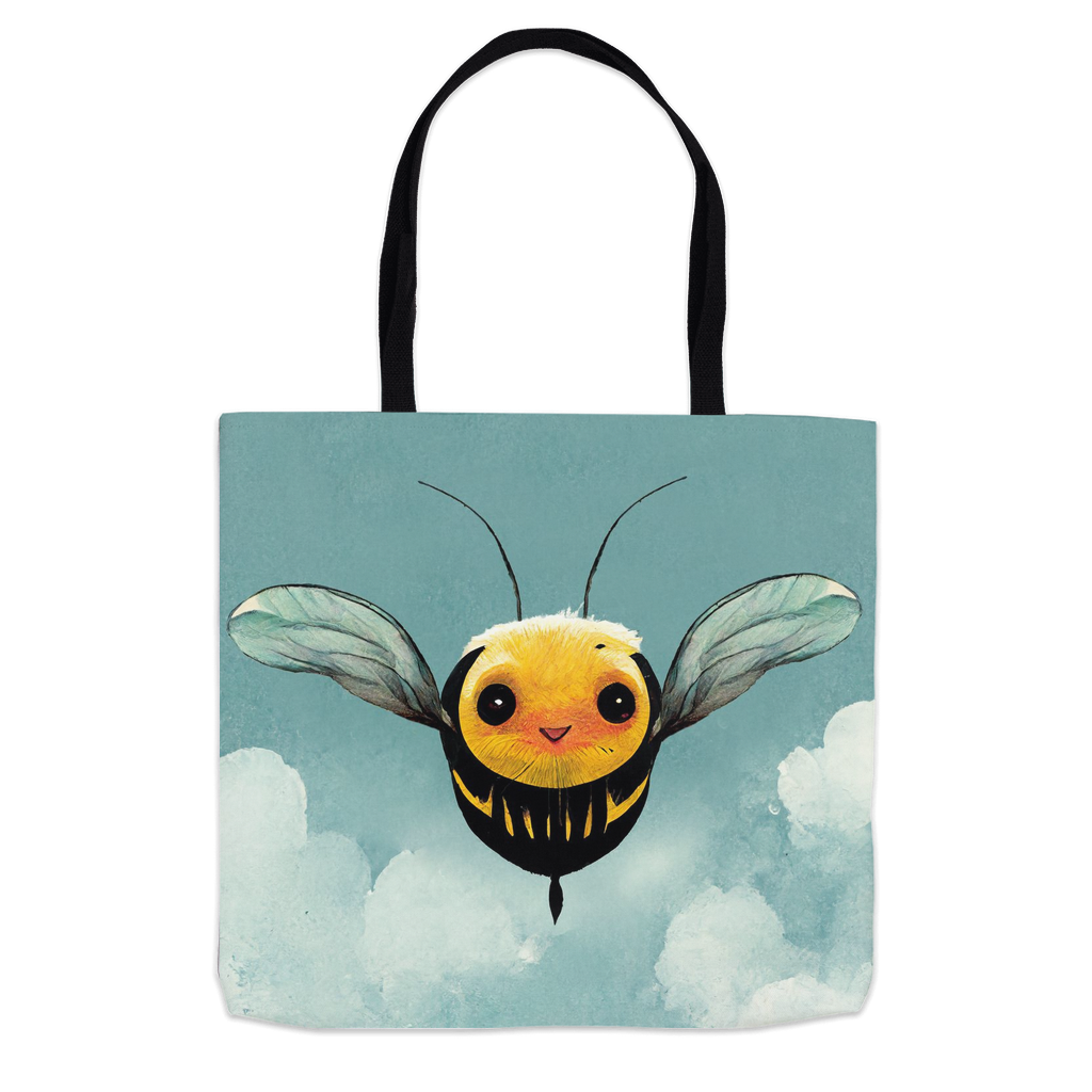 Happy Blue Cartoon Bee Tote Bag 16x16 inch Shopping Totes bee tote bag gift for bee lover gifts Happy Blue Cartoon Bee original art tote bag totes zero waste bag