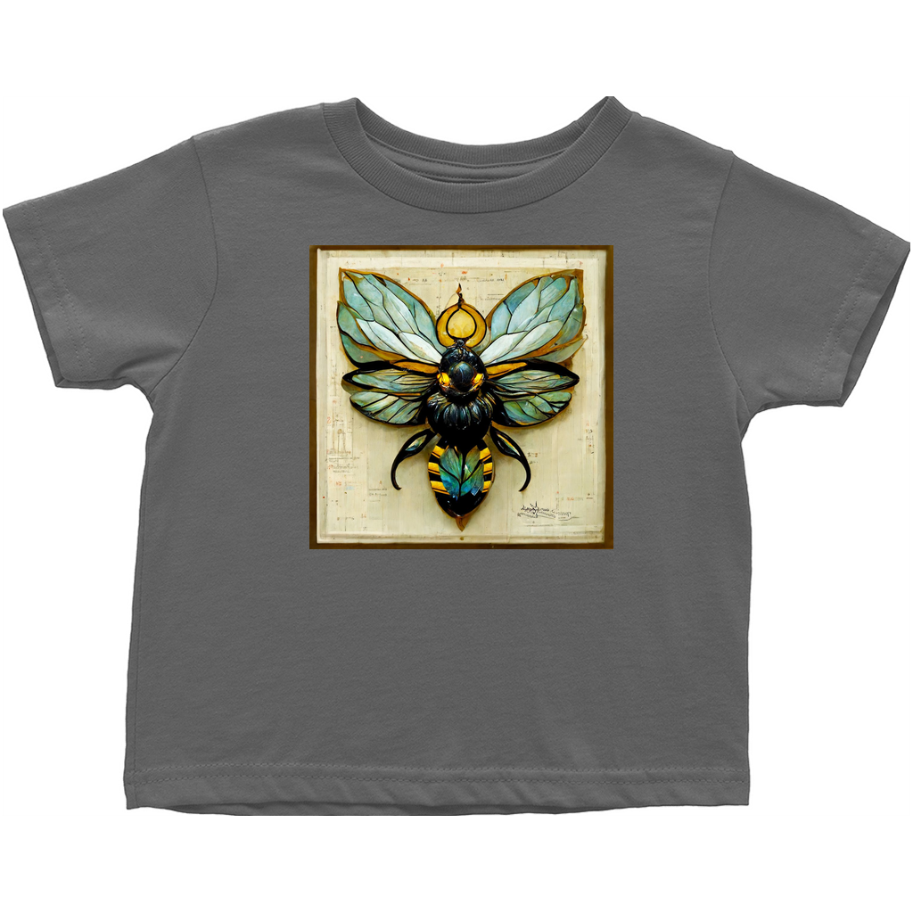 Paper Art Nouveau Bee Toddler T-Shirt Charcoal Baby & Toddler Tops apparel Paper Art Nouveau Bee
