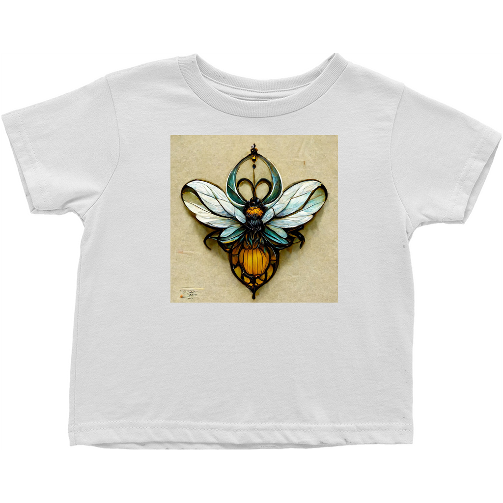 Blue Art Nouveau Bee Toddler T-Shirt White Baby & Toddler Tops apparel Blue Art Nouveau Bee