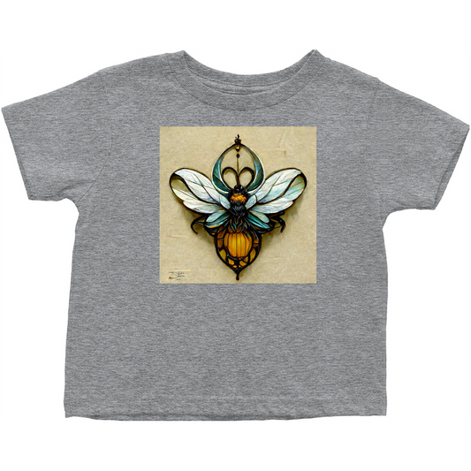 Blue Art Nouveau Bee Toddler T-Shirt Heather Grey Baby & Toddler Tops apparel Blue Art Nouveau Bee