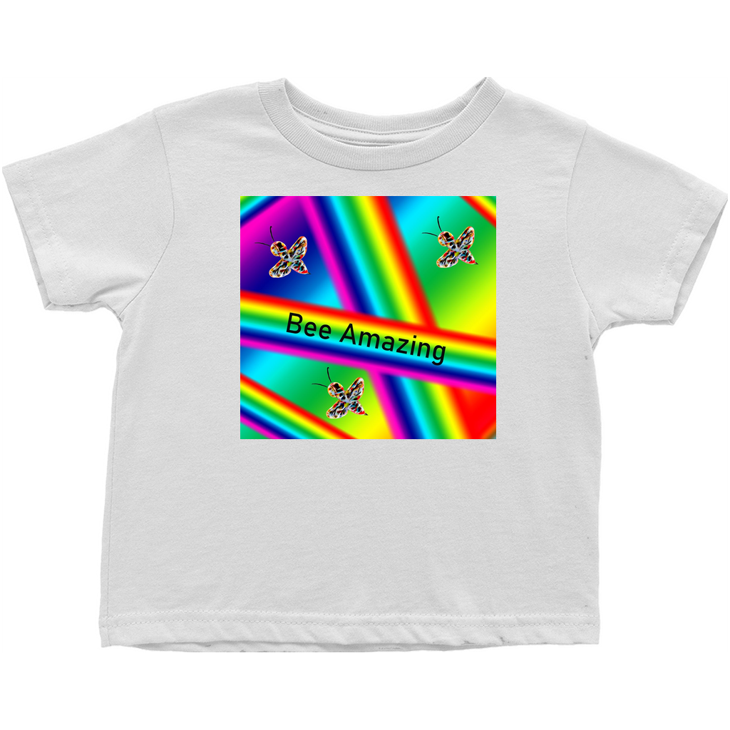 Bee Amazing Rainbow Toddler T-Shirt White Baby & Toddler Tops apparel